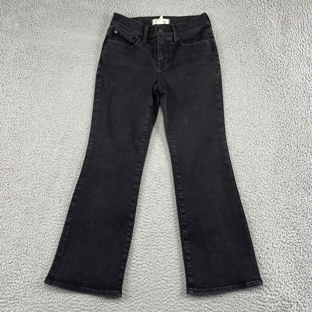 Madwell Jeans Womens 26P Black Mid-Rise Kick Out Petite Stretch Denim Flare